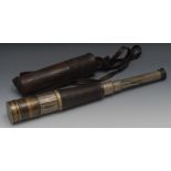 A 19th/early 20th century leather bound brass four-draw telescope, by Bailey, Birmingham, lens