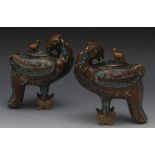 A pair of Chinese bronze and cloisonne e