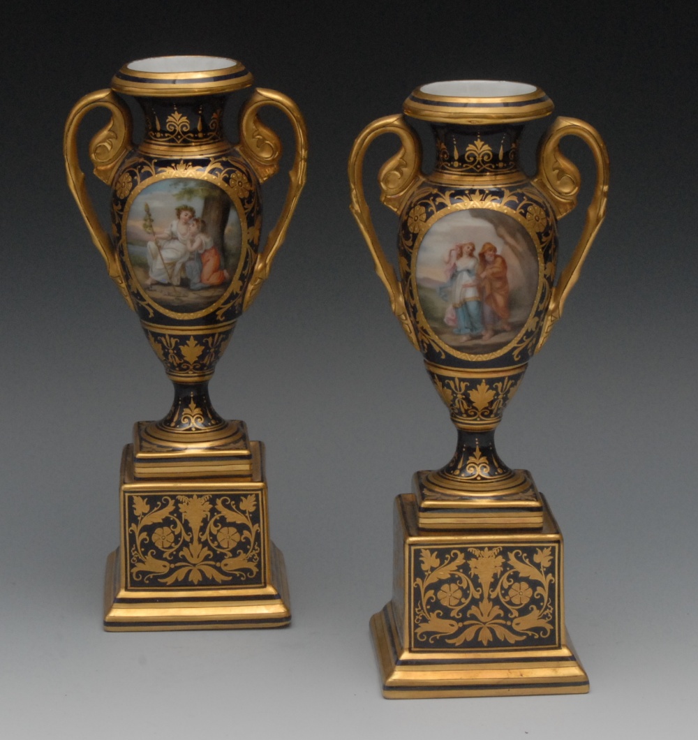 A pair of Vienna two-handled urnular vas