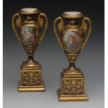 A pair of Vienna two-handled urnular vas