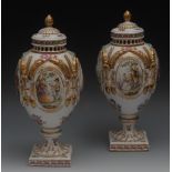 A pair of Continental porcelain ovoid va