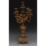 A 19th century Rococo ormolu five-light,