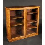 A Victorian burr walnut bookcase, rectan