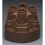 A Victorian castle copper jelly mould, w