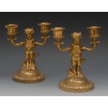 A pair of 19th century ormolu figural tw