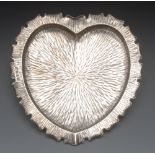 A Victorian silver heart shaped dish, fr