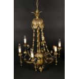 A French gilt and patinated bronze six-l