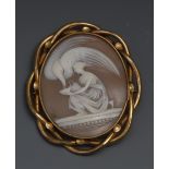 A Victorian shell cameo brooch, carved w