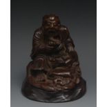 A Chinese bamboo carving, of a bearded s