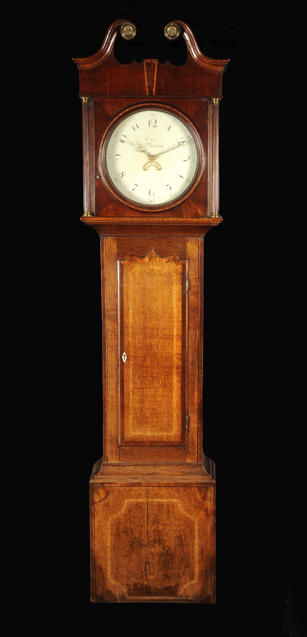 A George III oak longcase clock, 33cm ro