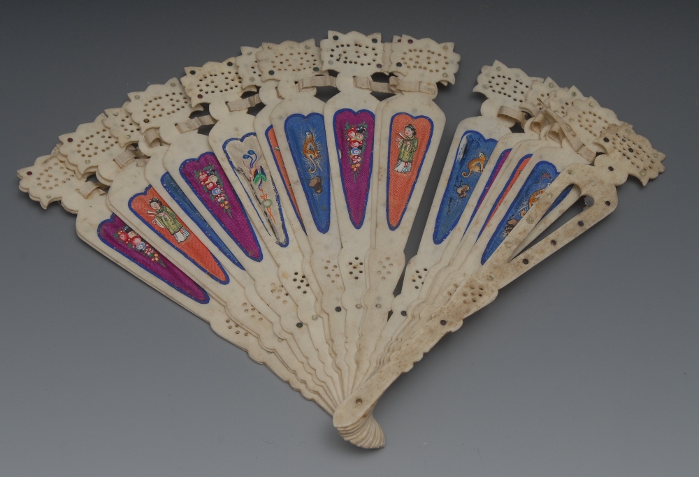 A Chinese double-sided bone fan, the sha