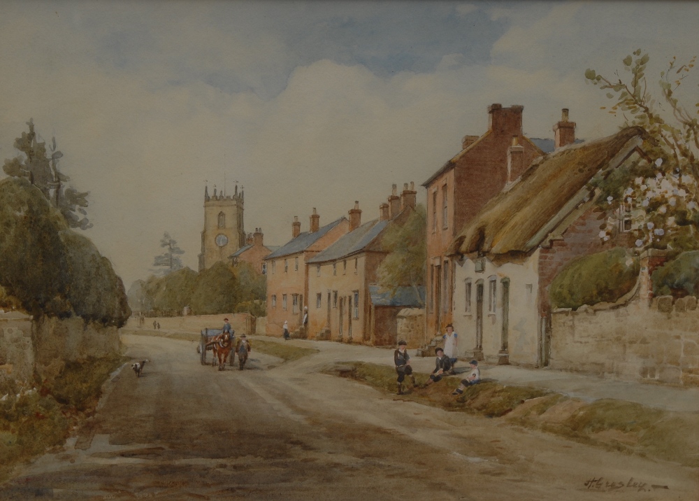 Harold Gresley (1892 - 1967) The Village Street, Chellaston signed, watercolour, 27cm x 37cm