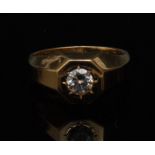 A diamond solitaire signet ring, the rou