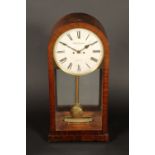 William IV short cased regulator clock, in mahogany veneered round topped glazed case, 10.5 in (26.