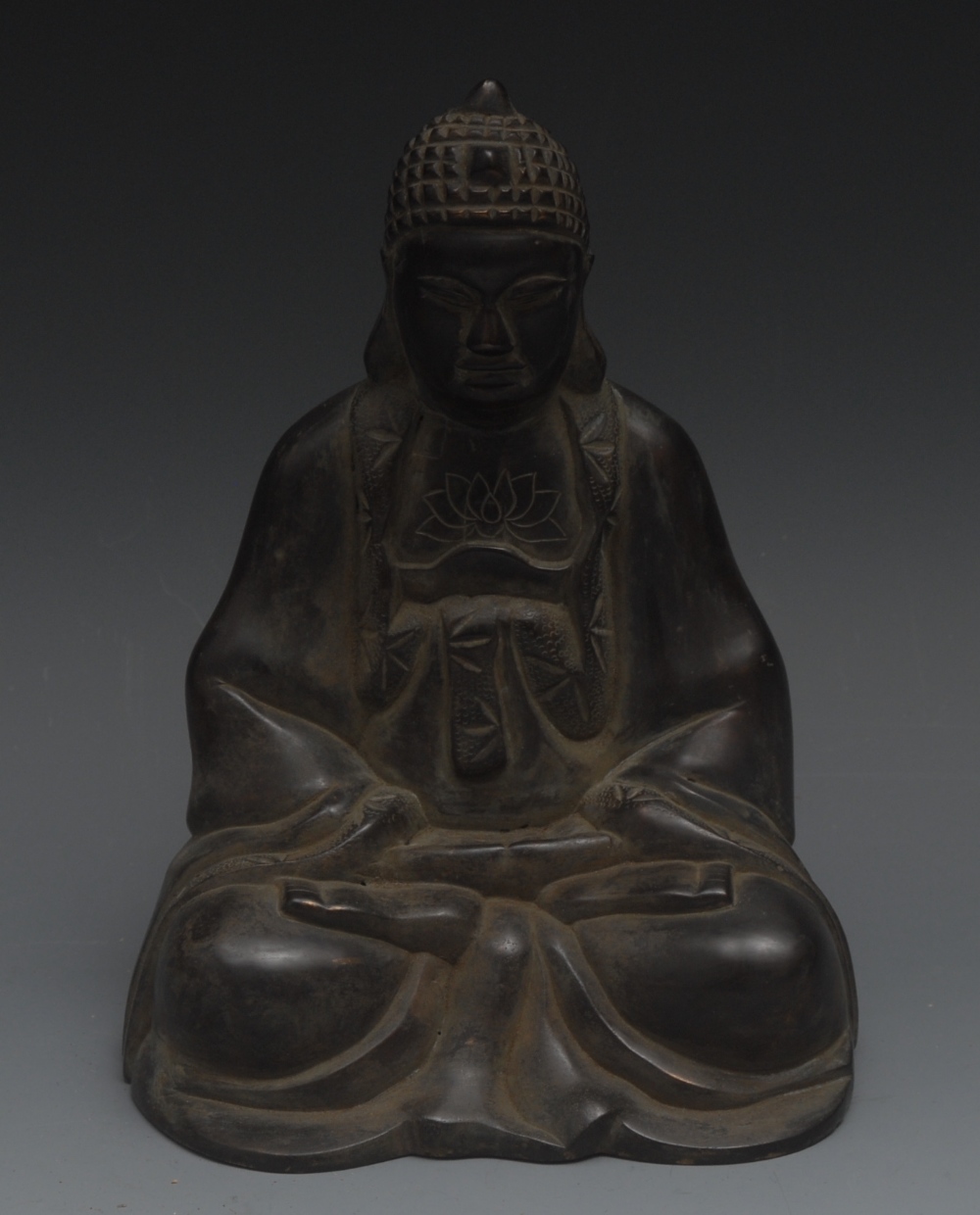 Chinese School, a bronze, of Buddha, sea