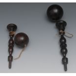 A Victorian lignum vitae cup and ball, t