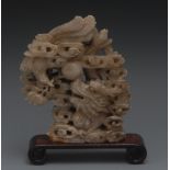 A Chinese soapstone carving, of a dragon