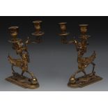 A pair of 19th century ormolu two- light