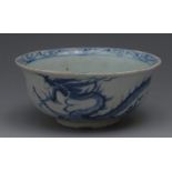 A Chinese blue and white bowl, decorated