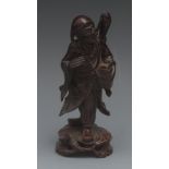 A Chinese hardwood carving, of an elder,