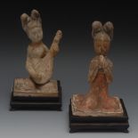 A pair of Chinese terracotta models of m