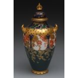 A Royal Crown Derby ovoid vase and cover