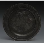 An 18th century Armorial circular plate,