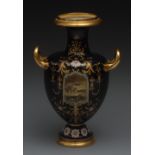 A Coalport two handled pedestal ovoid va