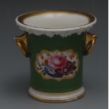 A Rockingham cylindrical vase, painted w