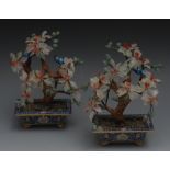 A pair of Chinese cloisonne enamel and h