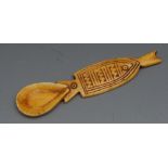 Tribal Art - an Inuit bone spoon, carved