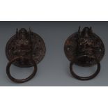 A pair of Tibetan mystical beast door kn