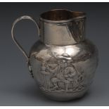 A Victorian silver ovoid beer jug, of sa