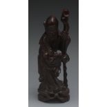 A Chinese hardwood carving, of Shou Lou,