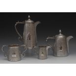 A late 19th century plated four-piece te