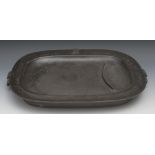 A 19th century pewter warming meat dish