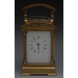 A French gilt brass carriage clock, 6.5c