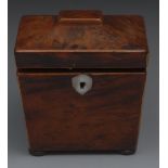 A small George III burr yew sarcophagus