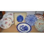 A set of three Royal Worcester blue and