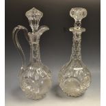 A Victorian cut & etched claret jug & a