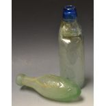 A patented glass bottle, blue lip, WJ Ho