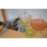 Studio glass - an art Deco peach glass b