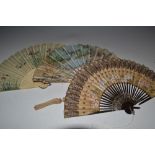 A Chinese bone and silk  fan, the folds