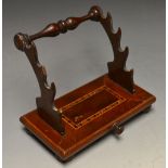 Treen - a George III yew pen rest, inlai