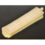 A Chinese carved ivory cribbage board, w