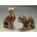 A Royal Crown Derby paperweight cat, pri