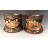 A pair of Bretby Carved Bamboo ware jard