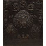 A Tibetan bronze thangka, embossed with