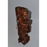 A Chinese carved boxwood figural lamp, o