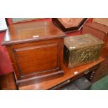 A mahogany box and a brass coal box